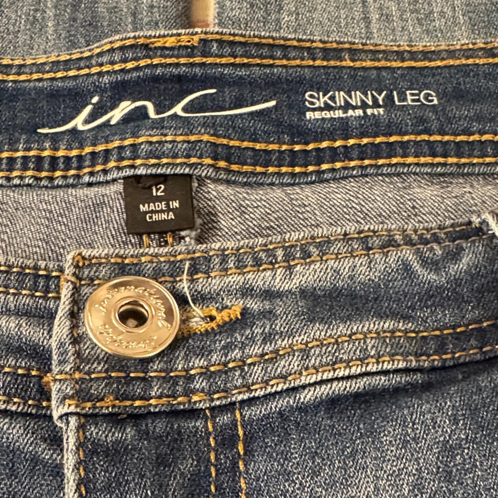 INC International Concepts Blue Embellished Skinny Jeans - Picture 2 of 10
